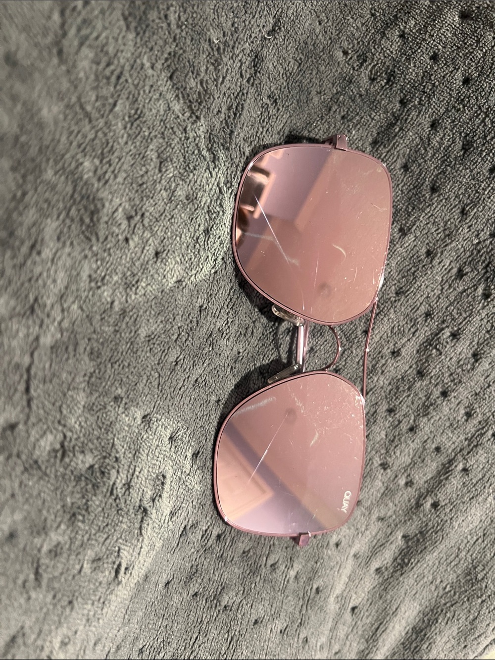 Quay Australia Rose-Tinted Square Metal Sunglasses